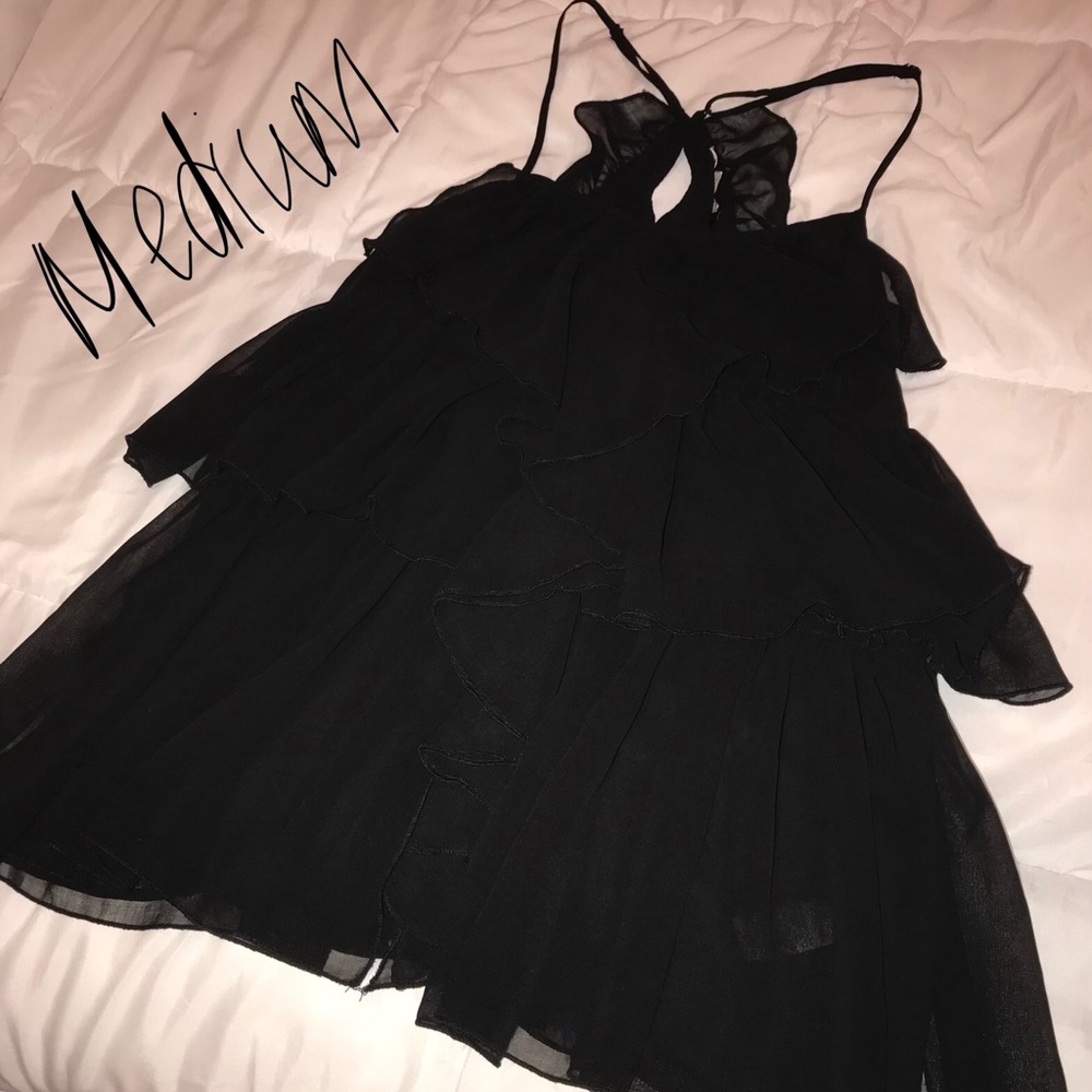 Black ruffle top